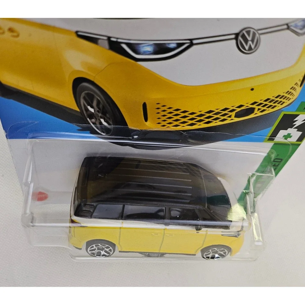 Hot Wheels VW ID Buzz & Maisto Volkswagen Bus Diecast Van Set Yellow Orange 2pk